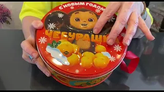 Шкатулка Чебурашка - сладкий новогодний подарок в жестяной упаковке