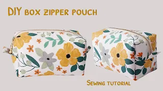 How to sew a box zipper pouch | DIY zipper box pouch | diy box pouch | zipper box pouch tutorial