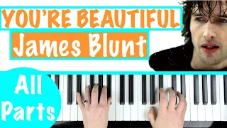 How to play YOU'RE BEAUTIFUL - James Blunt Piano Chords Accompaniment Tutorial