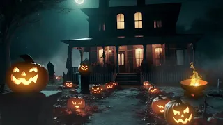 Spooky Halloween Ambience I Haunted House I Relaxing Fall Nature Sounds, Crackling Fire