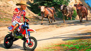 GTA V: VIDA REAL | FUGINDO DAS VACAS NA TRILHA DE MINI MOTO🔥