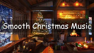 Warm Christmas Fireplace Atmosphere in Winter Coffee Shop ⛄ Smooth Christmas Jazz and Snowfall