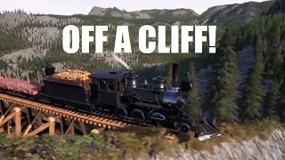 Rolling a locomotive down a cliff in Railroads Online!