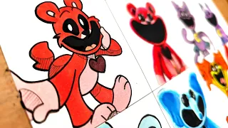 Drawing New Monsters Cartoon Vs Realistic ( Poppy playtime ) SMILING CRITTERS