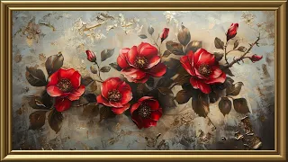 Vintage Red Roses in the Dark Painting | Frame TV Art Screensaver for TV Wallpaper | 1 Scene - 2 Hrs