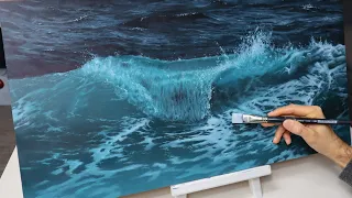 how to paint water - realistic clear water wave painting tutorial