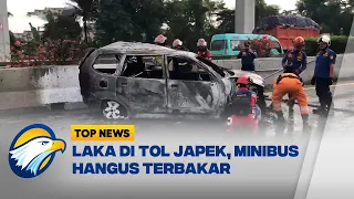 Laka di Tol Japek, Minibus Hangus Terbakar