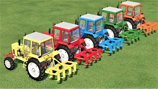 MINI TRACTORS OF COLORS ! TRANSPORTING MINI MTZ TRACTOR TO CULTIVATING JOBS ! Farming Simulator 22