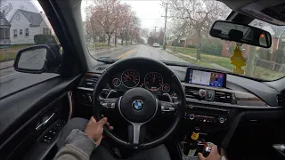 BMW F30 POV DRIVE IN THE RAIN