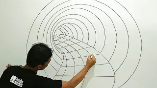 TUNNEL 3D WALL PAINTING 3D OPTICAL ILLUSION || GAMBAR TEROWONGAN EFFECT 3D