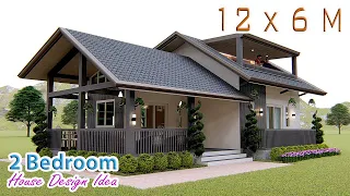 SMALL HOUSE DESIGN | 12 X 6 Meters with 2 Bedroom | Pinoy House Design