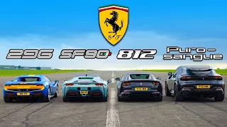 Ferrari Purosangue vs 812 vs SF90 vs 296 GTB: ARRANCONES