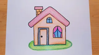 رسم للاطفال/رسم بيت/رسم بيت سهل/رسم بيت للاطفال/رسم سهل/تعليم الرسم/رسم وتلوين.