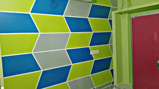 Geometric wall Design with Three Shades and masking Tape