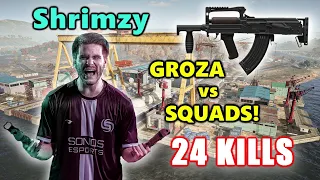 Soniqs Shrimzy - 24 KILLS - GROZA vs SQUADS! - TAEGO - PUBG