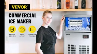 VEVOR 130KG Commercial Ice Maker Ice Cube Making Machine 286LBS w/ 77LBS Storage Steel