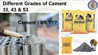 Different grades of cement | 33, 43 & 53 grade cement | Cement quantity per Sft | All about cement