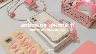 iphone 11 aesthetic unboxing in 2023 🌷 (white, 128gb, + accessories)