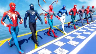 Spiderman team Running Challenge marathon was crazy ! Who Fastest Spider-Man Alive - GTA 5