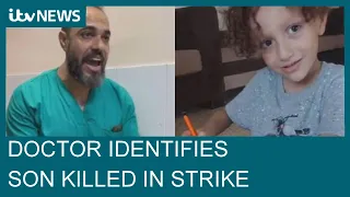 Moment Palestinian doctor is forced to identify son killed in airstrike while on shift| ITV News