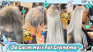 Hair Tutorial: Sew-in Middle Part Hairstyle | Grey Color Weave For Grandma Ft.#ULAHAIR