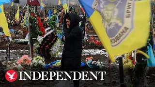 Ukrainian flags fly at military cemetery in Dnipro honouring fallen soldiers