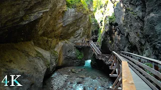 Hiking in Sigmund Thun Gorge, Kaprun- Austria, Impressive Natural Force of Water 4K