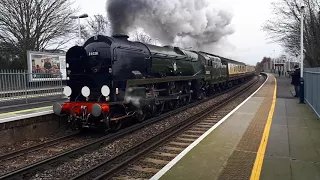 35028 'Clan Line' storms through Wandsworth Town with the King Alfred railtour 10/2/18