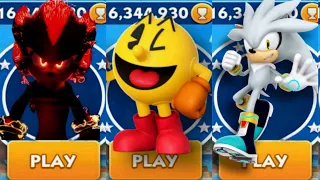 Sonic Dash - Captain Shadow VS Pacman VS Silver Sonic _ Movie Sonic vs All Bosses Zazz Eggman