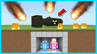 MIPAN & ZUZUZU BUAT RUMAH AMAN VS BOM NUKLIR DAN METEOR DI MINECRAFT! SEREM BANGET