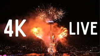 4K Live Seattle Fireworks | Space Needle 2022 New Years Fireworks | Happy New Year