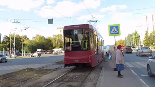 Поездка на трамвае 71-407-01 № 1102 по маршруту №4 в Казани . (28.09.2021)