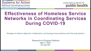 4.7.21 Webinar | Effectiveness of Homeless Service Networks in Coordinating Services during COVID-19