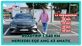 🧳 Roadtrip 1340 km im⚡️Mercedes EQE 43 4matic🪫inklusive VerbrauchsCheck & artgerechter Fahrweise🚀