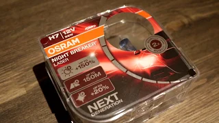 Comparing standard H7 headlight bulb to Osram Night Breaker Laser