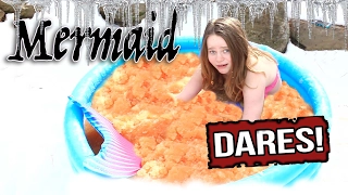 Mermaid Gelli Bath in the SNOW | Mermaid DARES Ep 1