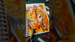 How to draw Rengoku Step by step!🔥 #shorts