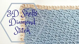 3D Shells Diamond Stitch Baby Blanket/ Easy Afghan Blanket