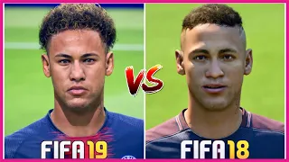 FIFA 19 vs FIFA 18 | PSG PLAYER FACE COMPARISONS (Neymar, Mbappe, Cavani)