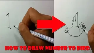 How to turn Numbers 1-5 into the cartoon birds - Learn step by step Art for kid - Drawing Picture