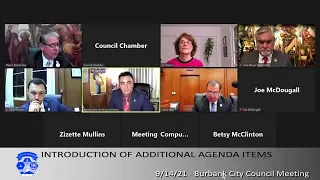 Burbank  City Council Meeting  - September 14, 2021