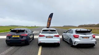 DRAG RACE! AMG A45S Vs Audi RS3 Vs A45 AMG!