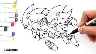 How to Draw SONIC The Hedgehog and SHADOW Fighting suspended in the Air with Markers