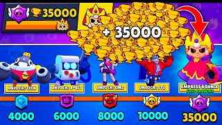 Nonstop to 33000 trophies Without collecting trophy road + new free brawler