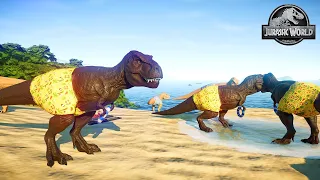 T-Rex vs NEW Triceratops vs Spinosaurus Dinosaurs Fighting Dino Color Pack Jurassic World Evolution