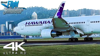 Flight Simulator 2023 | Boeing 767 | SPECTACULAR Graphics Landing At Dangerous Kai Tak Airport | 4K