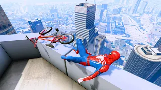 GTA 5 - Spiderman BMX Parkour Jumps Vol.55 (Euphoria Ragdolls)