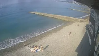 Веб камера , пляж Адлер Октябрь часть 19  . Конец Октября отдыхающие ещё купаются