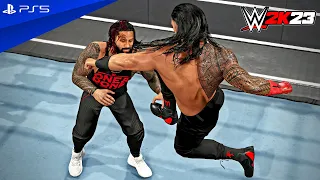WWE 2K23 - Roman Reigns & Solo Sikoa vs. Jimmy & Jey The Usos - Tag Team Match at Money In The Bank