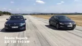 Škod Superb 2.0 TDI vs Volkswagen Passat 2.0 TDI: Sprint na 400 metrů